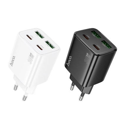 Sieťová nabíjačka HOCO N56, 30W, 3A, 2 x USB-A - 2 x USB-C, Čierna
