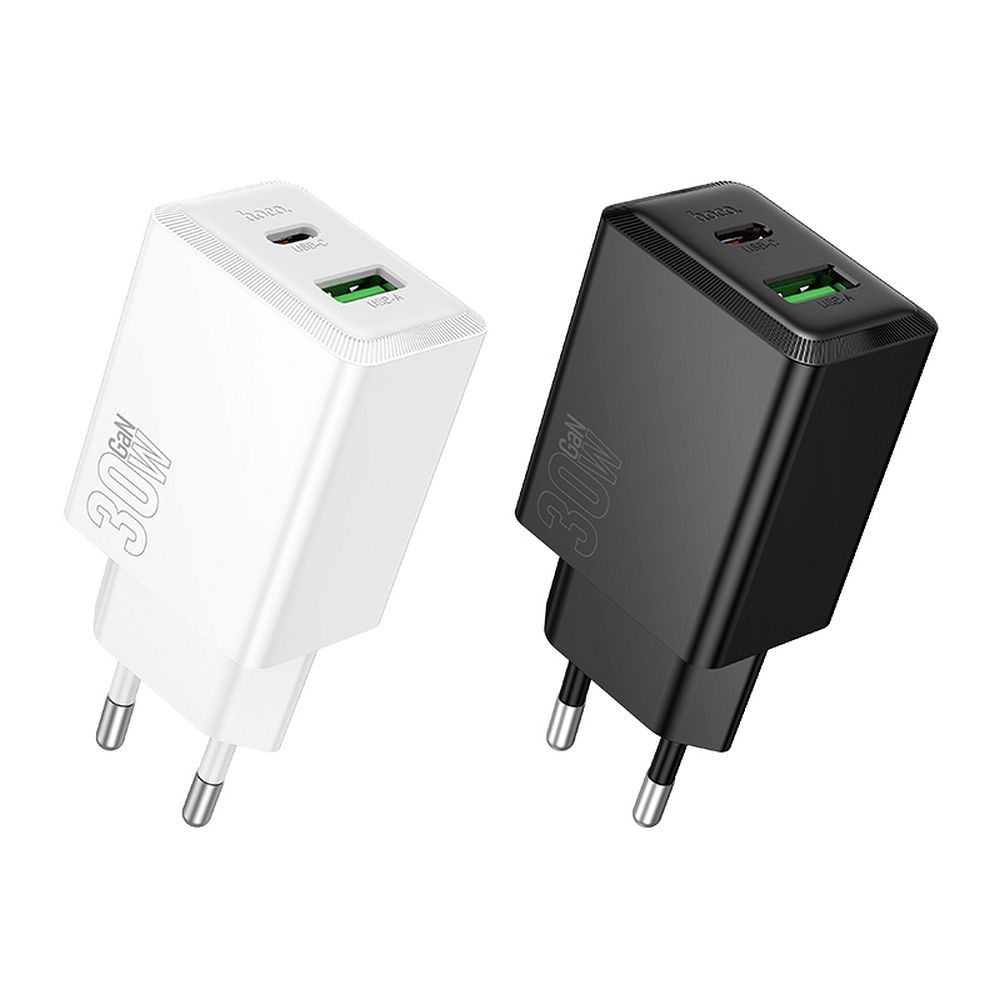 HOCO N71 Network Charger, 30W, 3A, 1 x USB-A - 1 x USB-C, White