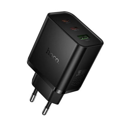 Sieťová nabíjačka HOCO N75, 65W, 3A, 1 x USB-A - 2 x USB-C, Čierna