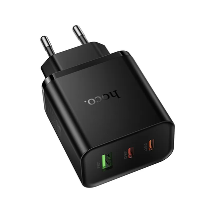 Sieťová nabíjačka HOCO N75, 65W, 3A, 1 x USB-A - 2 x USB-C, Čierna