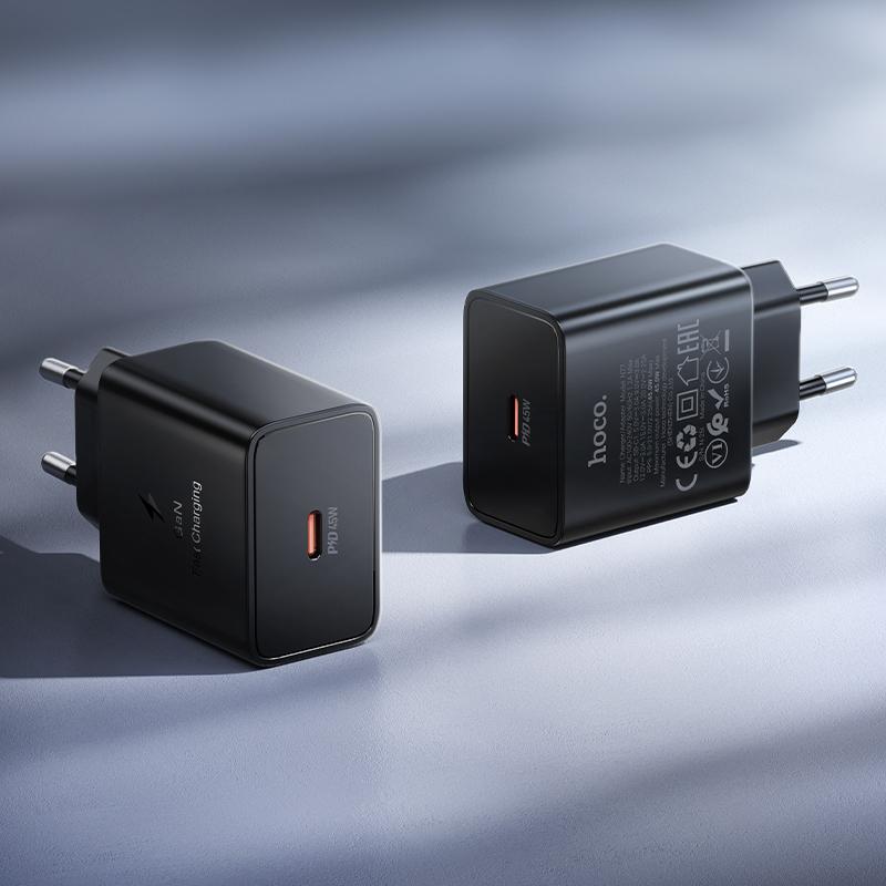 Sieťová nabíjačka HOCO N77, 45W, 3A, 1 x USB-C, čierna