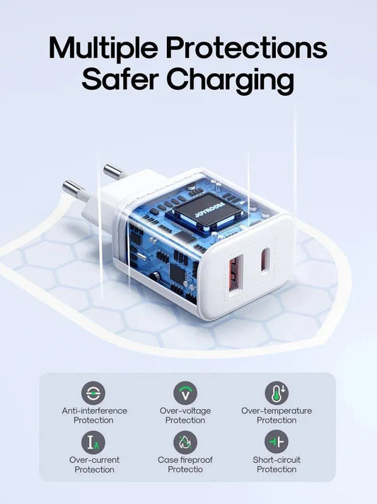 Sieťová nabíjačka Joyroom JR-TCF05, 20W, 3A, 1 x USB-A - 1 x USB-C, Biela