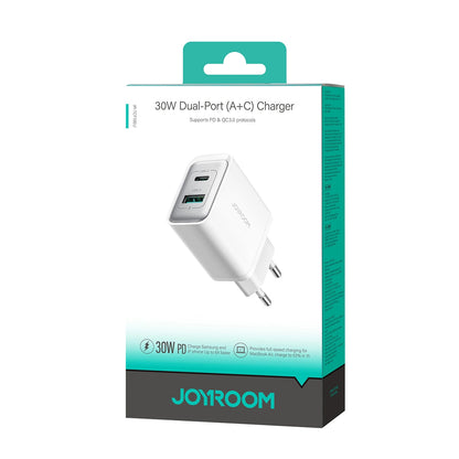 Sieťová nabíjačka Joyroom JR-TCF15, 30W, 5A, 1 x USB-A - 1 x USB-C, Biela