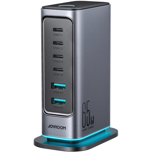 Nabíjačka Stanica Joyroom JR-TCM02, 65W, 3.25A, 2 x USB-A - 4 x USB-C, Sivá
