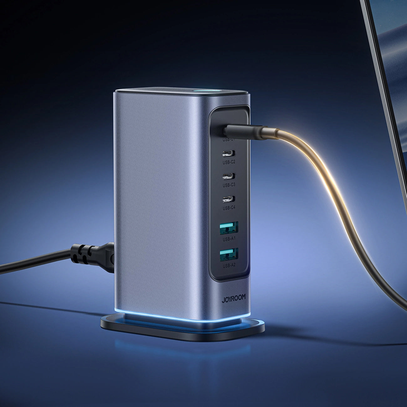 Nabíjačka Stanica Joyroom JR-TCM02, 65W, 3.25A, 2 x USB-A - 4 x USB-C, Sivá