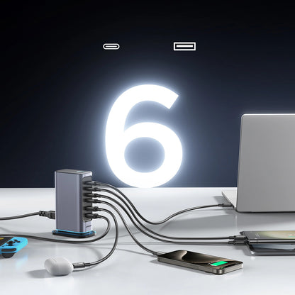 Nabíjačka Stanica Joyroom JR-TCM02, 65W, 3.25A, 2 x USB-A - 4 x USB-C, Sivá