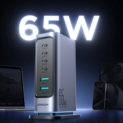 Nabíjačka Stanica Joyroom JR-TCM02, 65W, 3.25A, 2 x USB-A - 4 x USB-C, Sivá