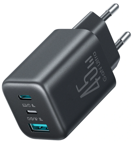 Sieťová nabíjačka Joyroom JR-TO1, 45W, 3A, 1 x Lightning - 1 x USB-A - 1 x USB-C, čierna
