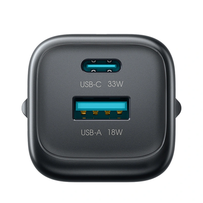 Joyroom JR-TG7 Network Charger, 33W, 3A, 1 x USB-A - 1 x USB-C, Black