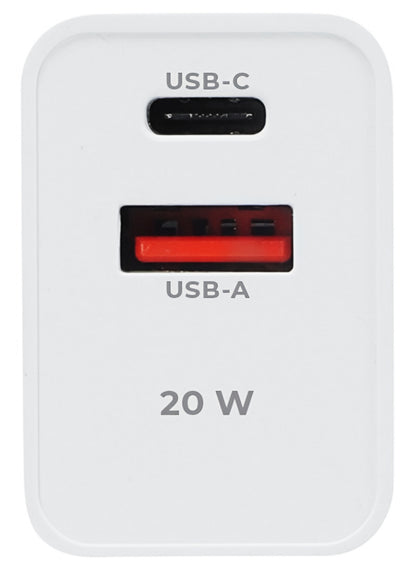 Sieťová nabíjačka MaXlife MXTC-13-20AC, 20W, 3A, 1 x USB-A - 1 x USB-C, Biela