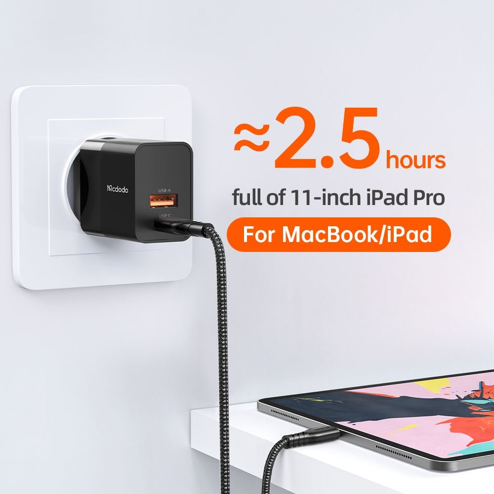 Sieťová nabíjačka McDodo CH-1951 Hydrogen, 20W, 3A, 1 x USB-A - 1 x USB-C, Čierna