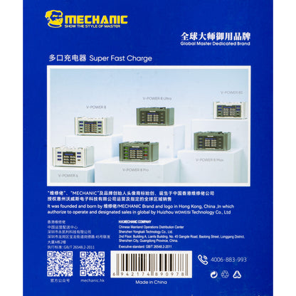 Nabíjačka Stanica Mechanic V-Power Max s displejom, 115W, 3A, 4 x USB-A - 4 x USB-C, Čierna