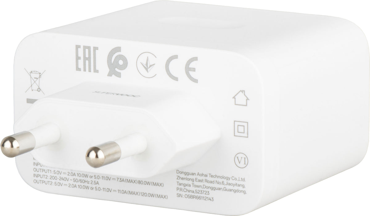 Sieťová nabíjačka OnePlus, 120W, 1 x USB-A, biela