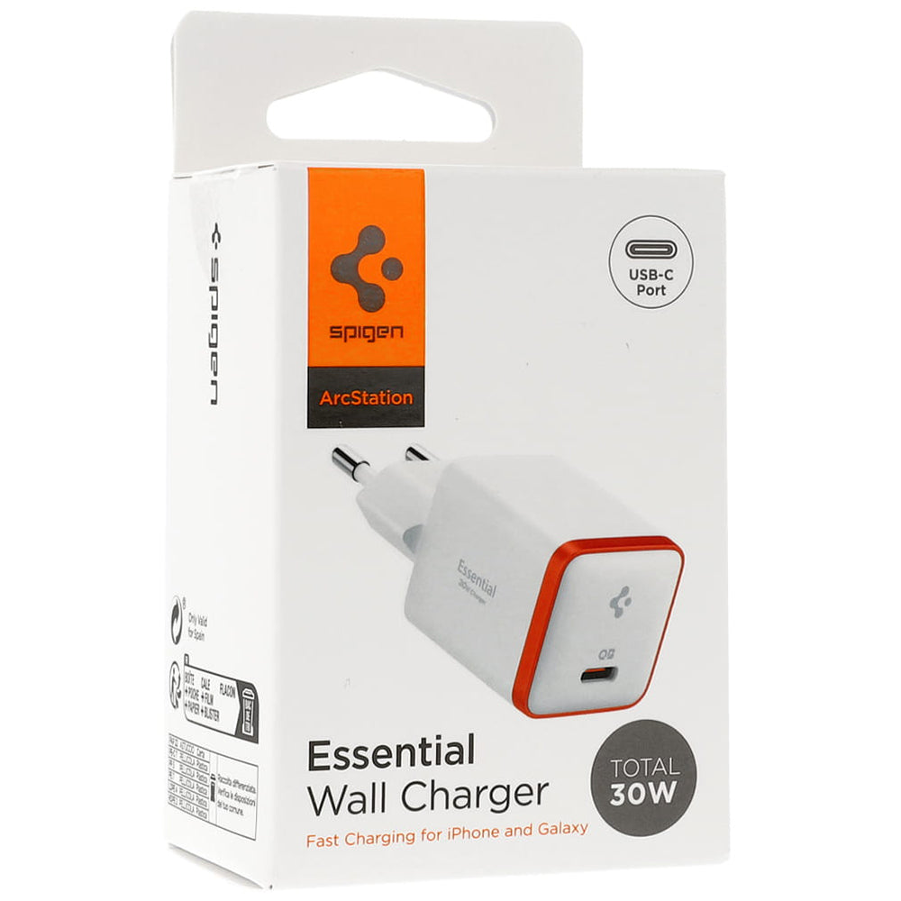 Sieťová nabíjačka Spigen EE301EU Essential, 30W, 3A, 1 x USB-C, biela ACH08449