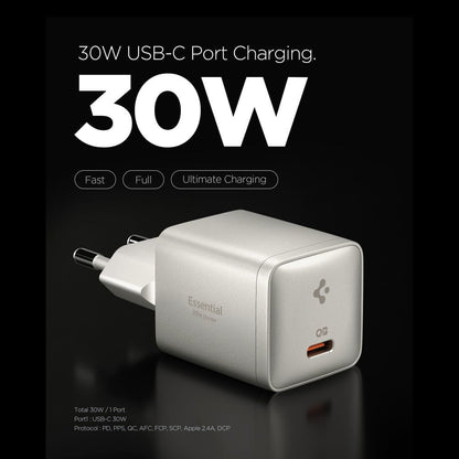 Sieťová nabíjačka Spigen EE301EU Essential, 30W, 3A, 1 x USB-C, Titanovo sivá ACH10448