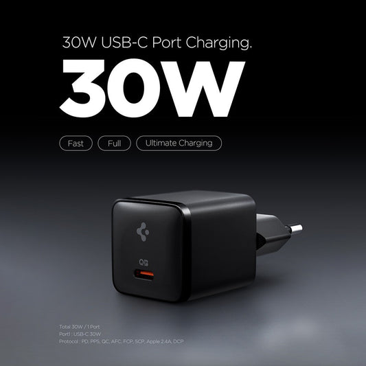 Sieťová nabíjačka Spigen EE301EU Essential, 30W, 3A, 1 x USB-C, čierna ACH09493