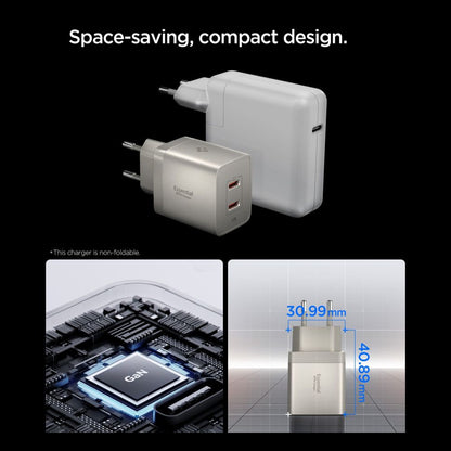 Sieťová nabíjačka Spigen EE472EU Essential, 47W, 3A, 2 x USB-C, Titanovo sivá ACH10451