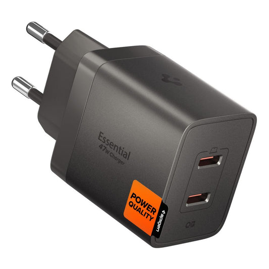Sieťová nabíjačka Spigen EE472EU Essential, 47W, 3A, 2 x USB-C, sivá ACH10450