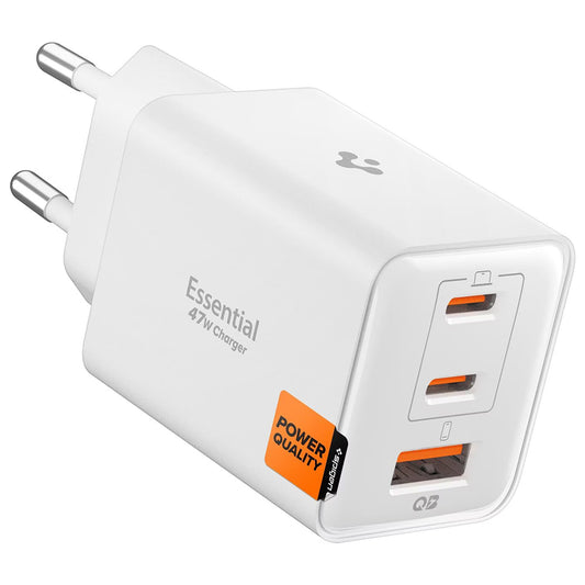 Sieťová nabíjačka Spigen EE473EU Essential, 47W, 3A, 1 x USB-A - 2 x USB-C, Biela ACH09464
