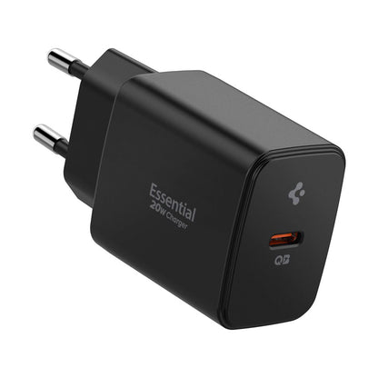 Sieťová nabíjačka Spigen Essential, 20W, 3A, 1 x USB-C, Čierna