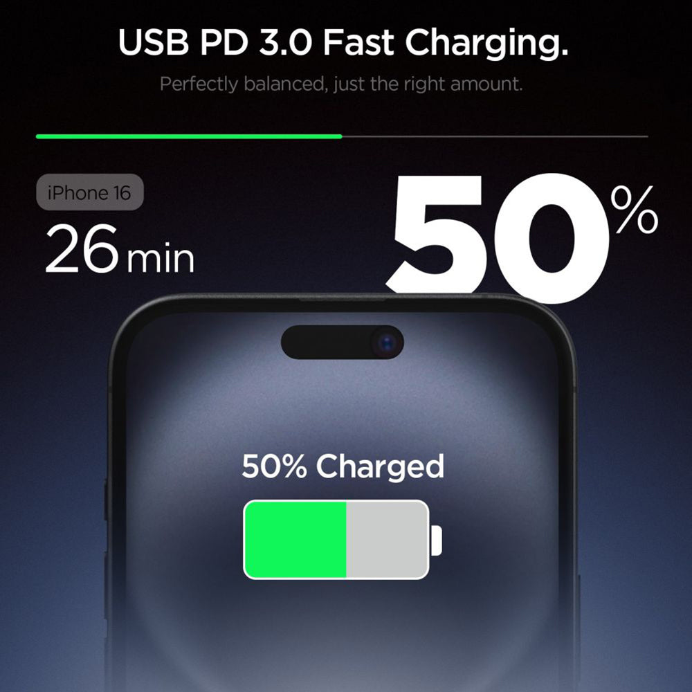 Sieťová nabíjačka Spigen Essential, 20W, 3A, 1 x USB-C, Čierna
