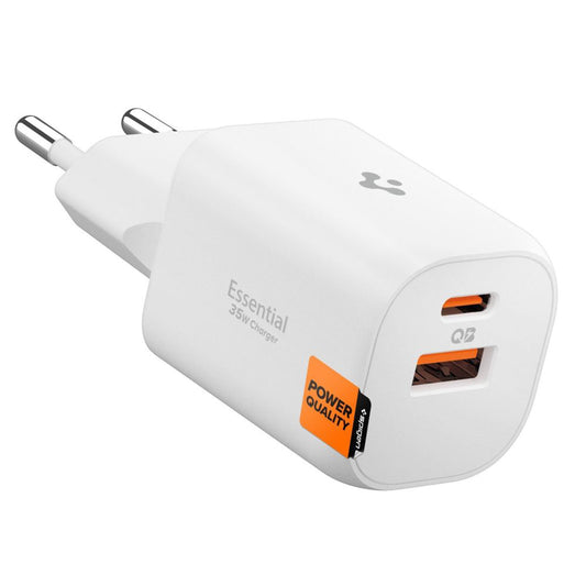 Spigen Essential Network Charger, 35W, 3A, 1 x USB-A - 1 x USB-C, White