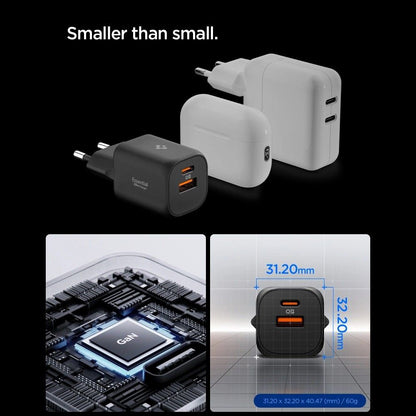 Sieťová nabíjačka Spigen Essential, 35W, 3A, 1 x USB-A - 1 x USB-C, Biela