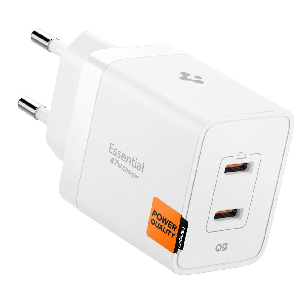 Spigen Essential Network Charger, 47W, 3A, 2 x USB-C, White ACH08707