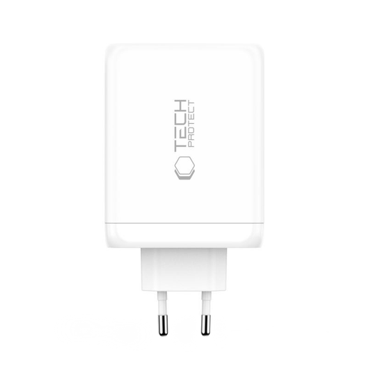 Sieťová nabíjačka Tech-Protect NC200W-GAN, 200W, 5A, 1 x USB-A - 3 x USB-C, Biela