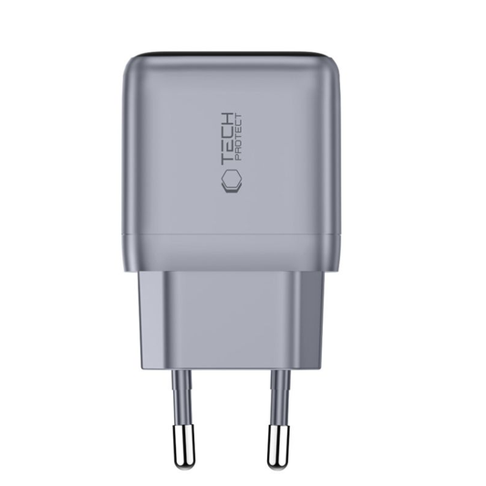 Sieťová nabíjačka Tech-Protect NC45W Display, 45W, 3A, 1 x USB-C, sivá