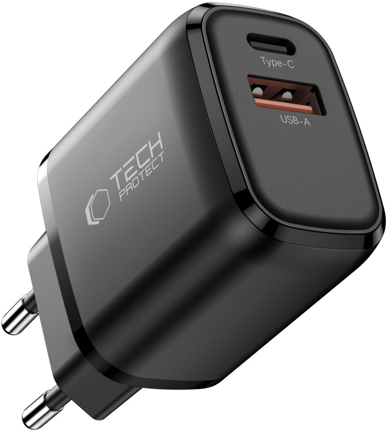 Sieťová nabíjačka Tech-Protect NCA45W, 45W, 3A, 1 x USB-A - 1 x USB-C, Čierna
