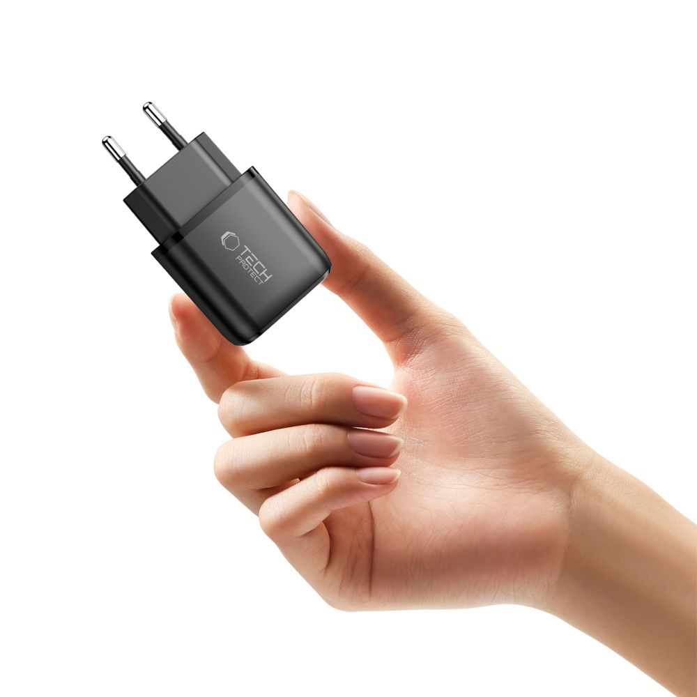 Sieťová nabíjačka Tech-Protect NCA45W, 45W, 3A, 1 x USB-A - 1 x USB-C, Čierna