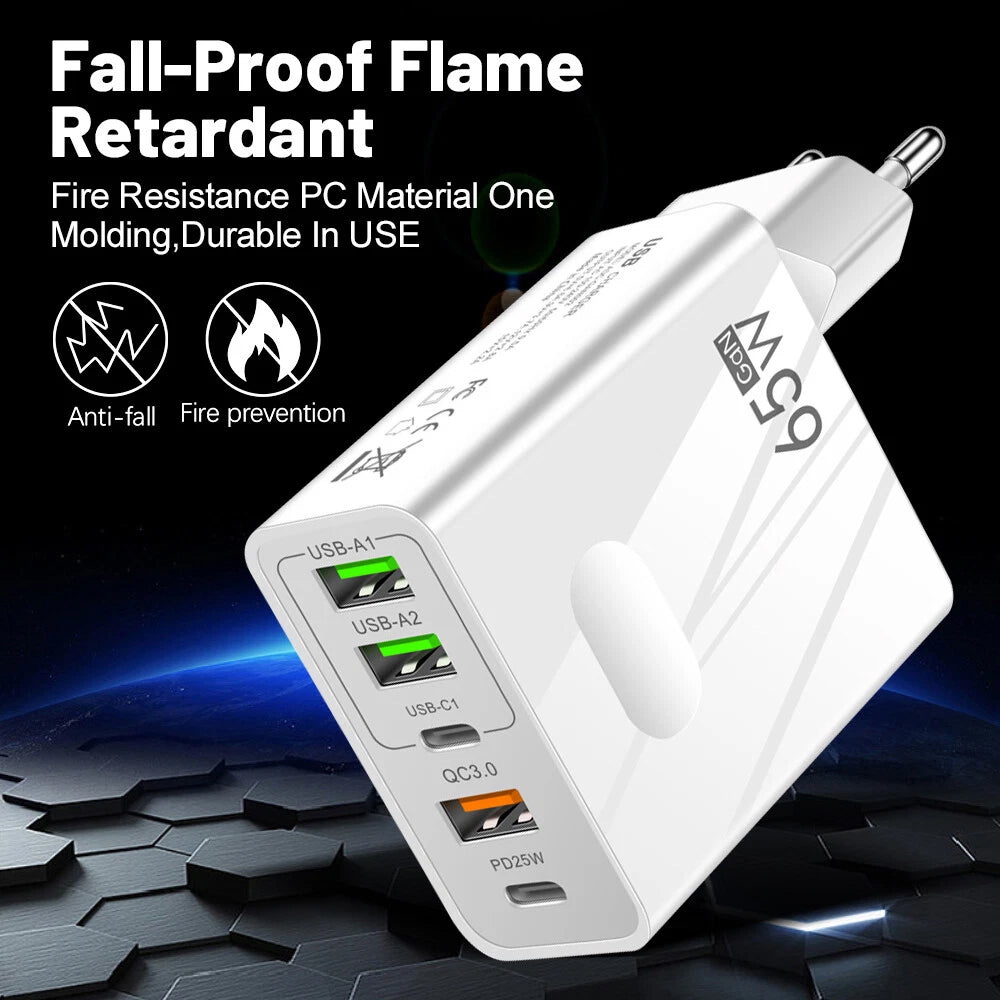 Sieťová nabíjačka Techsuit CHC1 PentaXPower, 25W, 3A, 3 x USB-A - 2 x USB-C, čierna