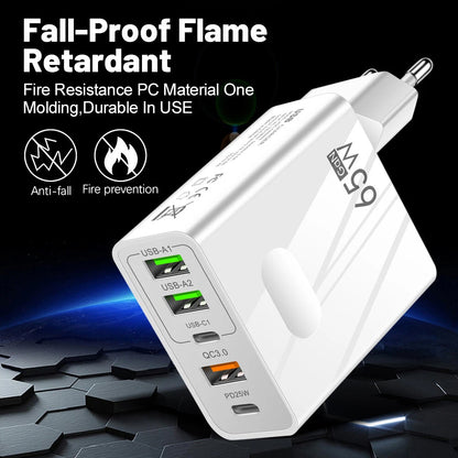 Sieťová nabíjačka Techsuit CHC1 PentaXPower, 25W, 3A, 3 x USB-A - 2 x USB-C, čierna