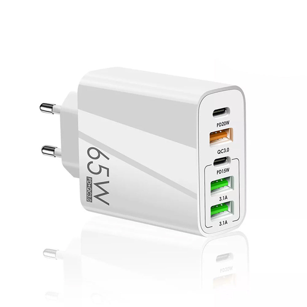 Sieťová nabíjačka Techsuit CHC2 PentaXPower, 20W, 3A, 3 x USB-A - 2 x USB-C, Biela