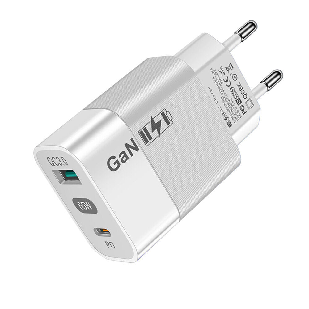 Sieťová nabíjačka Techsuit CHPD131, 65W, 3.25A, 1 x USB-A - 1 x USB-C, Biela