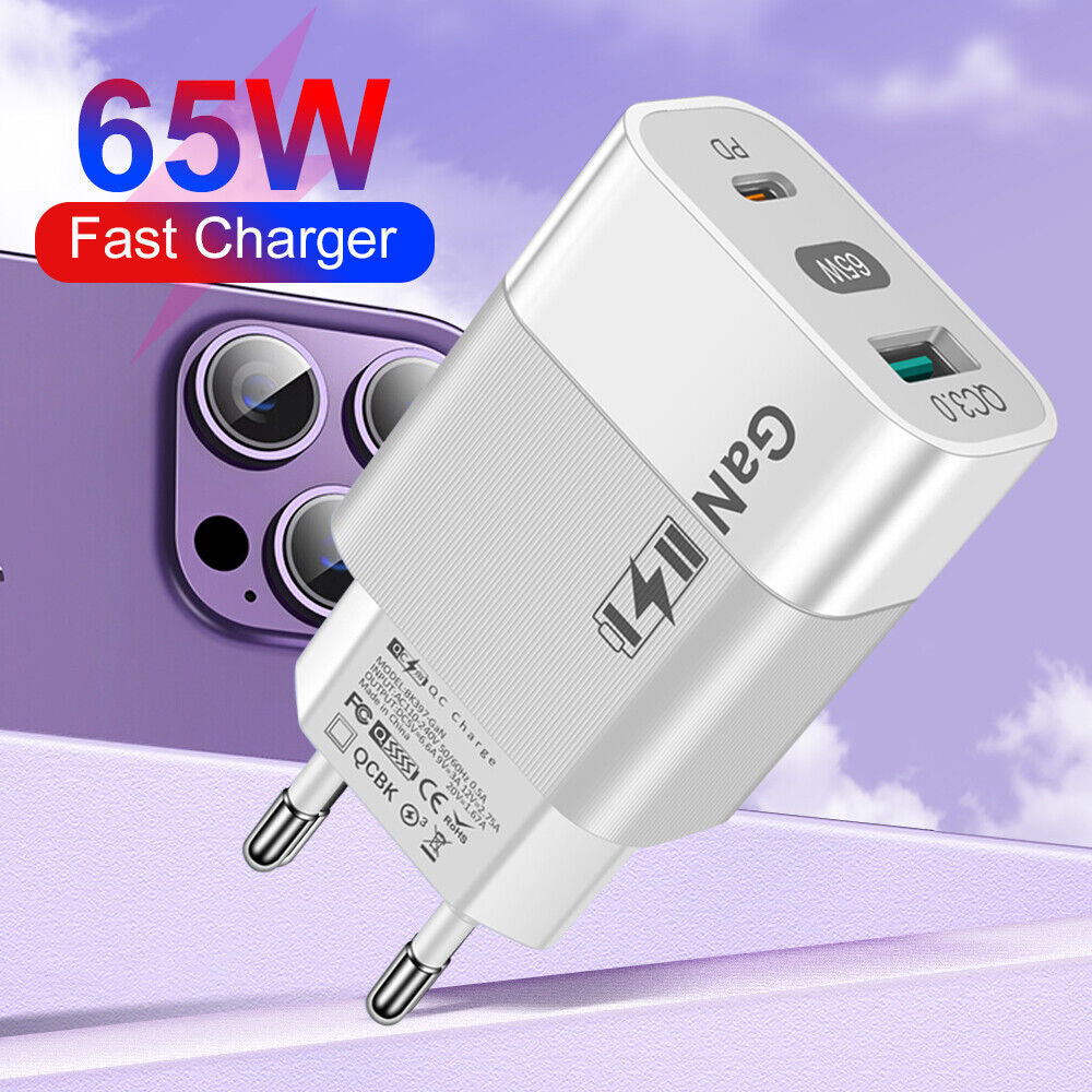 Sieťová nabíjačka Techsuit CHPD131, 65W, 3.25A, 1 x USB-A - 1 x USB-C, Biela