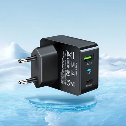 Sieťová nabíjačka Techsuit CHPD173 Tiny, 35W, 3A, 1 x USB-A - 1 x USB-C, Biela