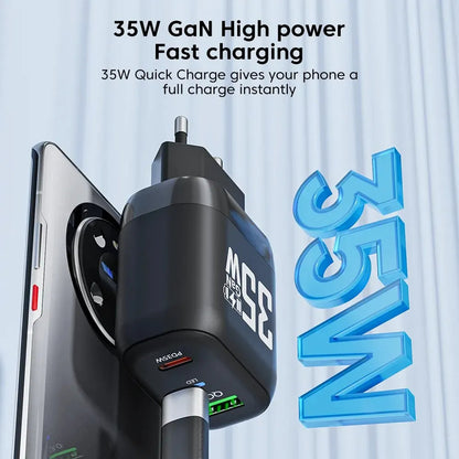 Sieťová nabíjačka Techsuit CHPD174, 35W, 3A, 1 x USB-A - 1 x USB-C, Čierna