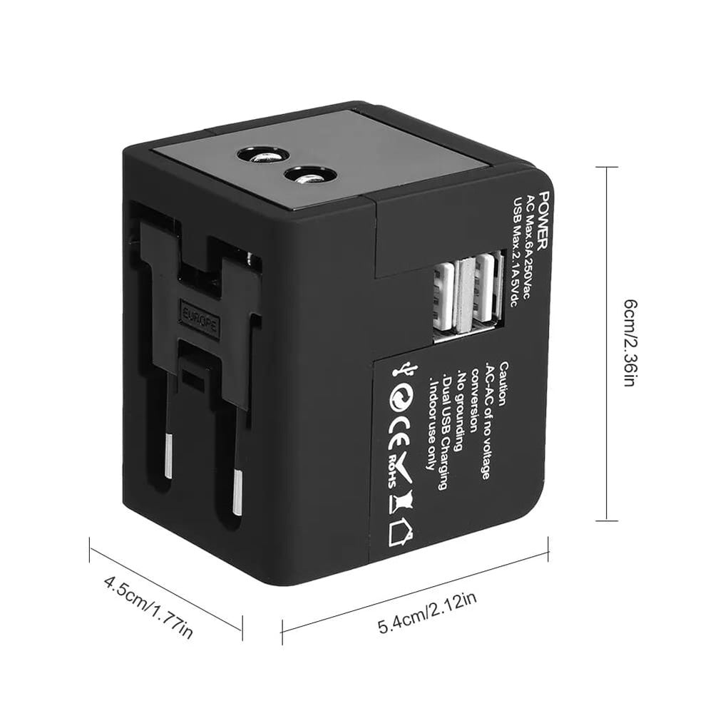 Sieťová nabíjačka Techsuit HHt148 Travel, 10W, 2A, 2 x USB-A, Čierna