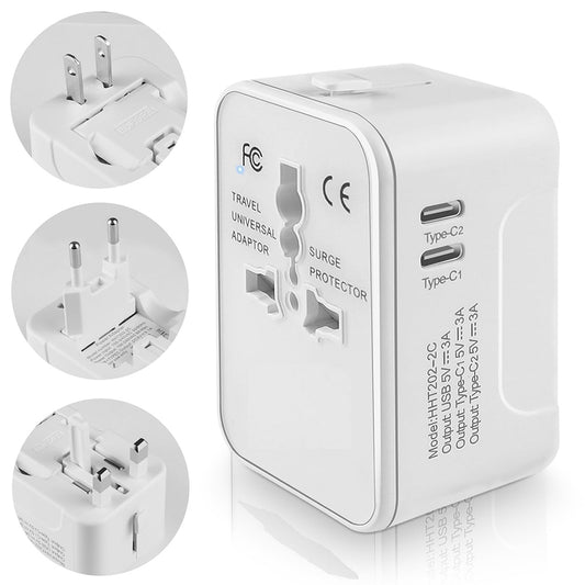 Sieťová nabíjačka Techsuit HHT202-2C Travel, 15W, 3A, 2 x USB-C, Biela