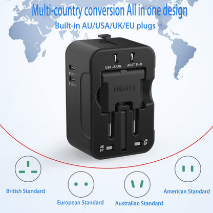 Sieťová nabíjačka Techsuit HHT202-2C Travel, 15W, 3A, 2 x USB-C, Čierna