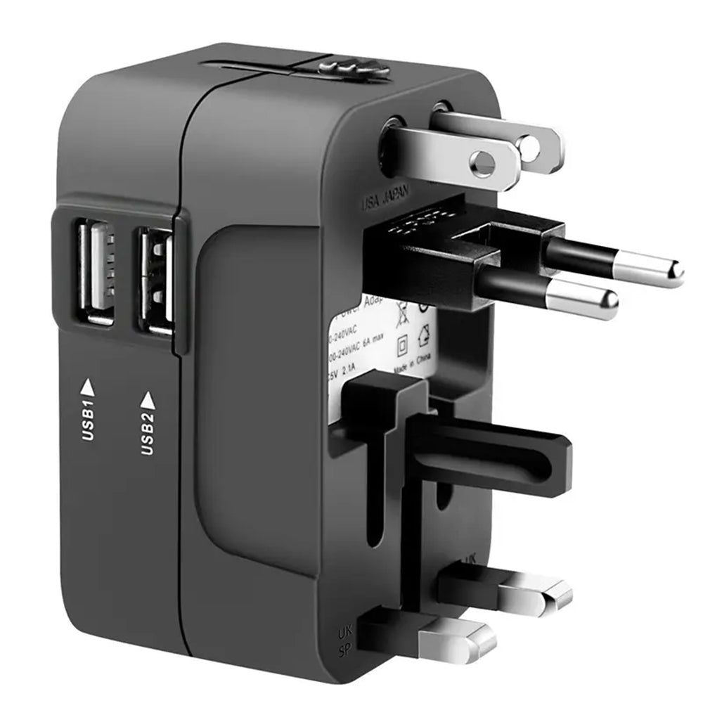 Sieťová nabíjačka Techsuit HHT202 Travel, 10W, 2A, 2 x USB-A, Čierna