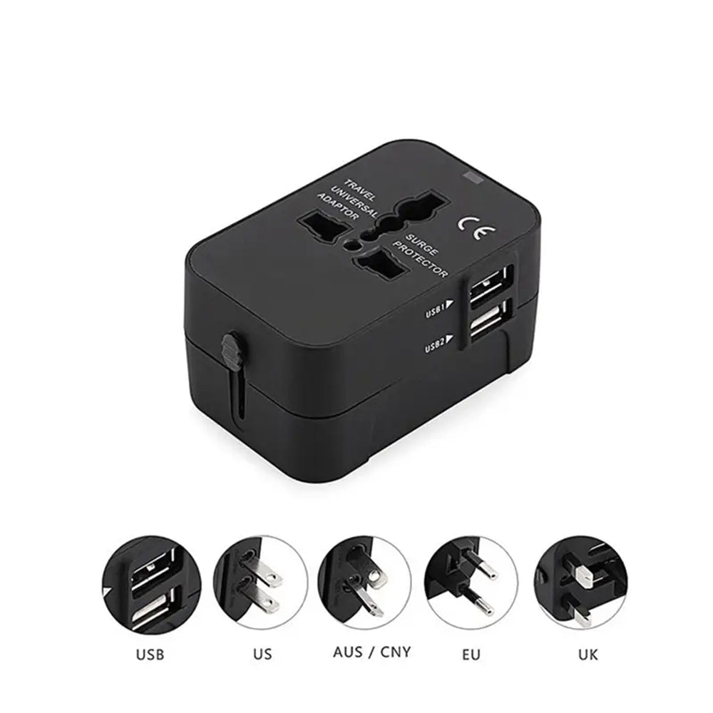 Sieťová nabíjačka Techsuit HHT202 Travel, 10W, 2A, 2 x USB-A, Čierna