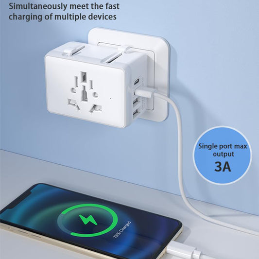 Sieťová nabíjačka Techsuit HHt204A Travel, 15W, 3A, 2 x USB-A - 2 x USB-C, Biela