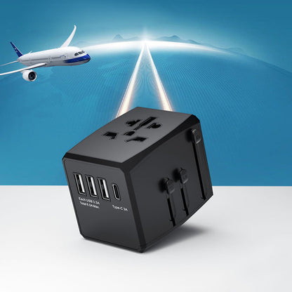 Techsuit HHT904-B1 Travel Network Charger, 15W, 3A, 3 x USB-A - 1 x USB-C, Black