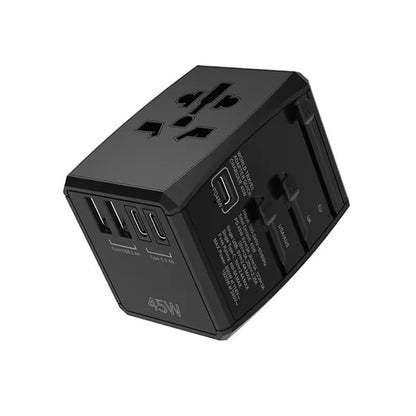 Sieťová nabíjačka Techsuit HHT905 Travel, 45W, 3A, 2 x USB-A - 2 x USB-C, Čierna