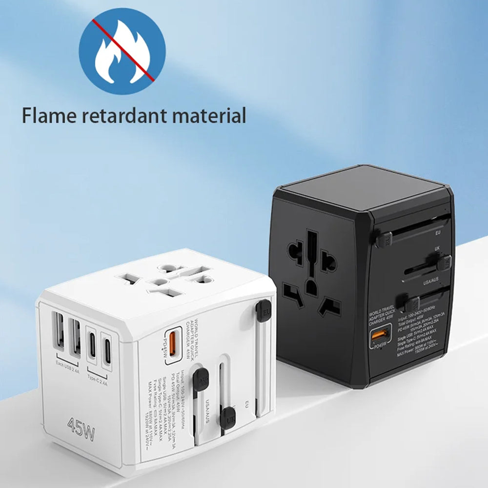 Sieťová nabíjačka Techsuit HHT905 Travel, 45W, 3A, 2 x USB-A - 2 x USB-C, Čierna