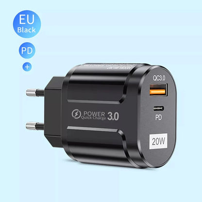 Sieťová nabíjačka Techsuit Premium, 20W, 3A, 1 x USB-A - 1 x USB-C, Biela