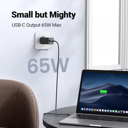 Sieťová nabíjačka UGREEN CD244 (10335), 65W, 3A, 1 x USB-A - 2 x USB-C, sivá
